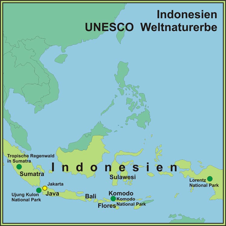 Karte des Weltnaturerbe Indonesiens